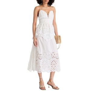 Farm Rio Womens Laise Sleeveless Midi Dress X-Small White - NWT $298